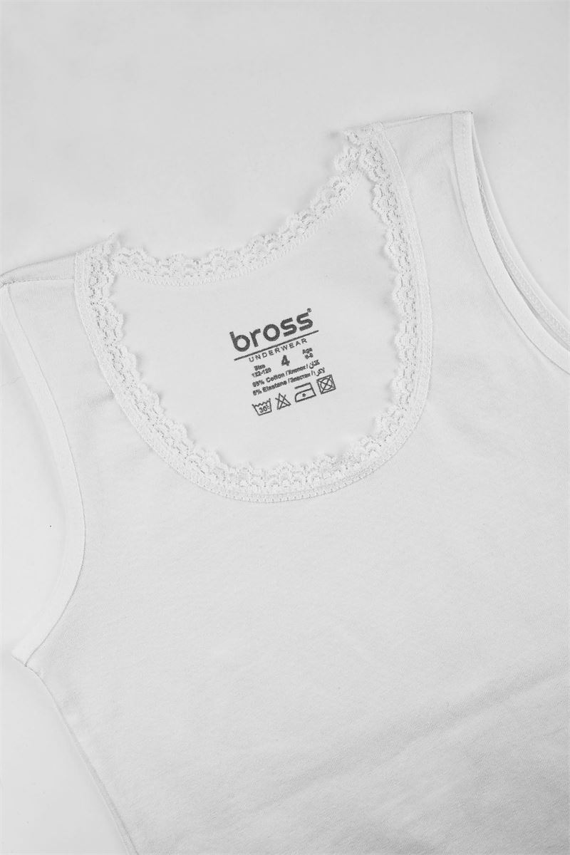 BROSS KIDS LACY VEST SLIP SET WHITE