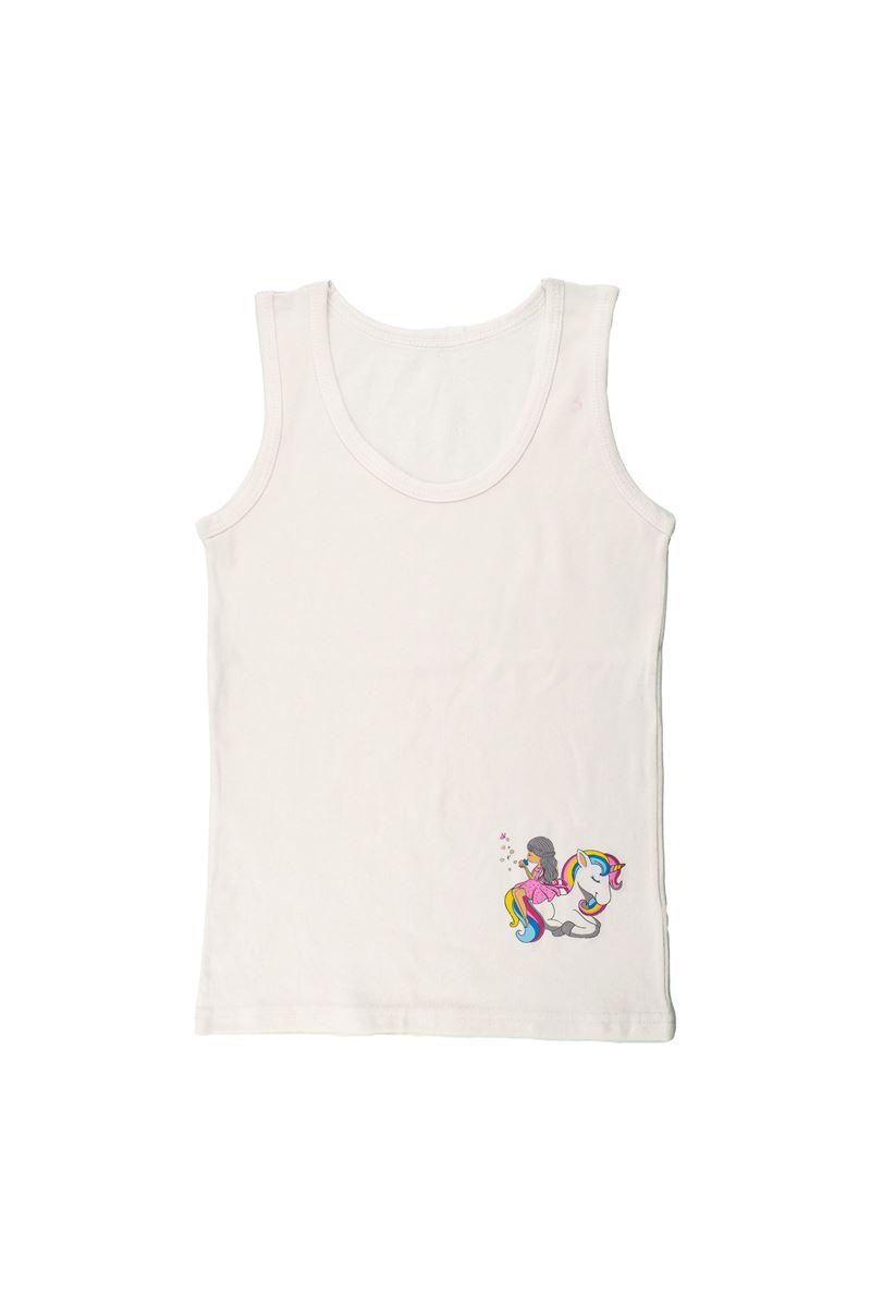 BROSS GIRLS' UNICORN VEST SLIP PACK POWDER ECRU