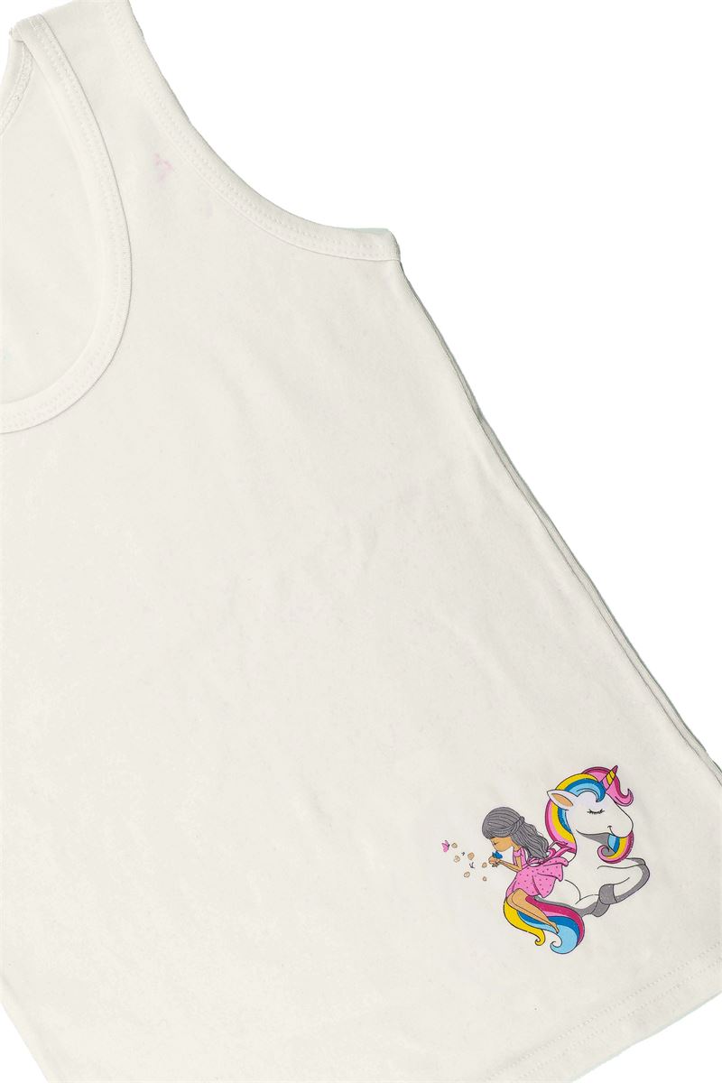 BROSS GIRLS' UNICORN VEST SLIP PACK POWDER ECRU