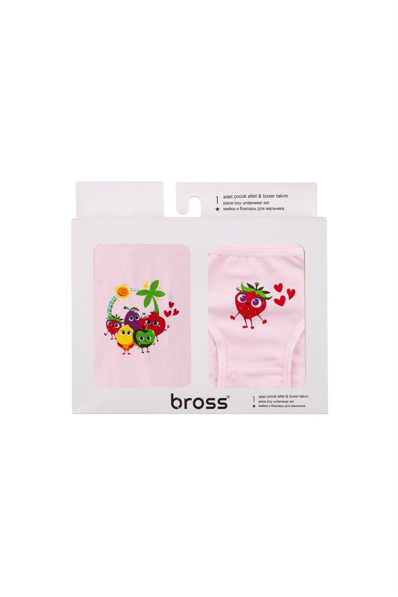 BROSS GIRLS1 FRUITS VEST SLIP PACK POWDER