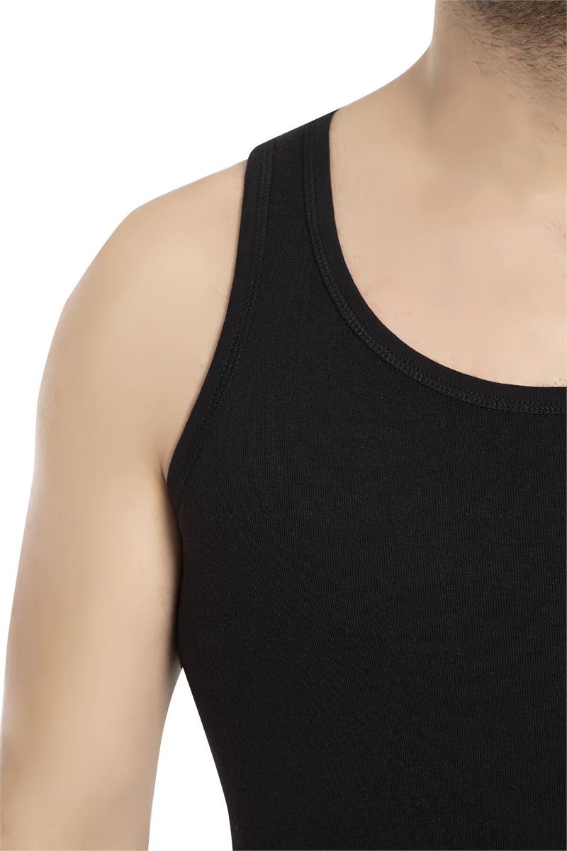 BROSS MEN %100 COTTON VEST BLACK