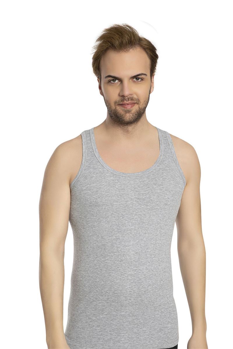 BROSS MEN %100 COTTON VEST GRAY MELANGE