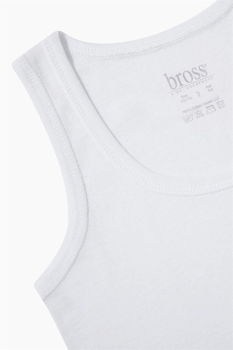 BROSS BOYS %100 COTTON VEST WHITE