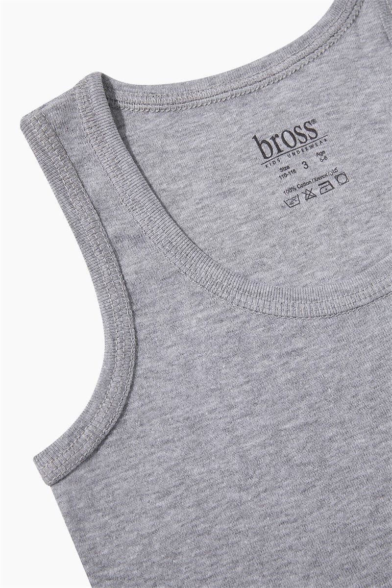 BROSS BOYS %100 COTTON VEST GRAY MELANGE