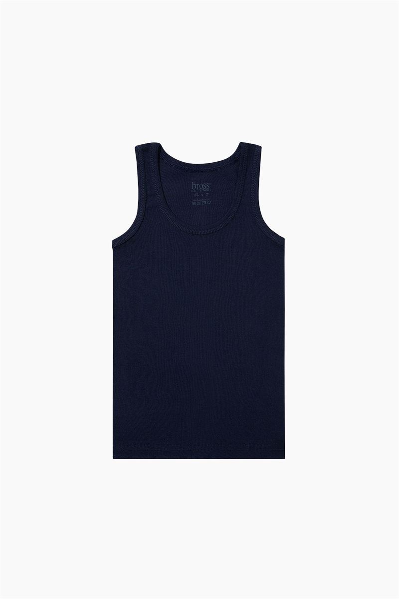 BROSS BOYS %100 COTTON VEST NAVY BLUE