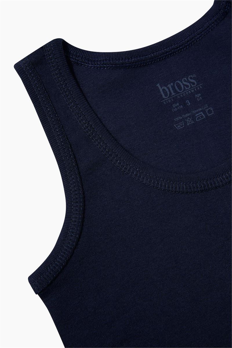 BROSS BOYS %100 COTTON VEST NAVY BLUE