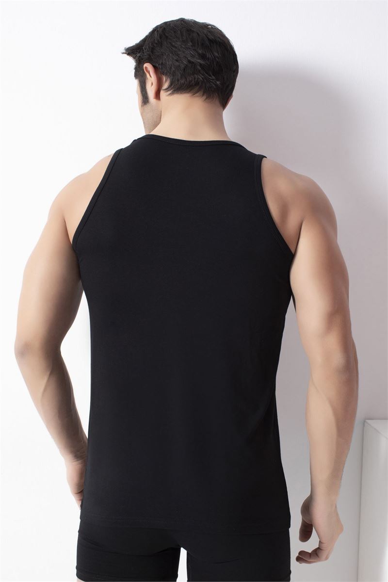 BROSS MEN LYCRA BAMBOO VEST BLACK