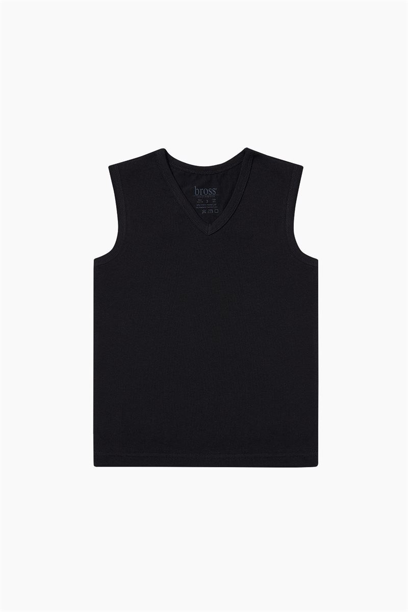 BROSS BOYS LYCRA V-NECK VEST BLACK