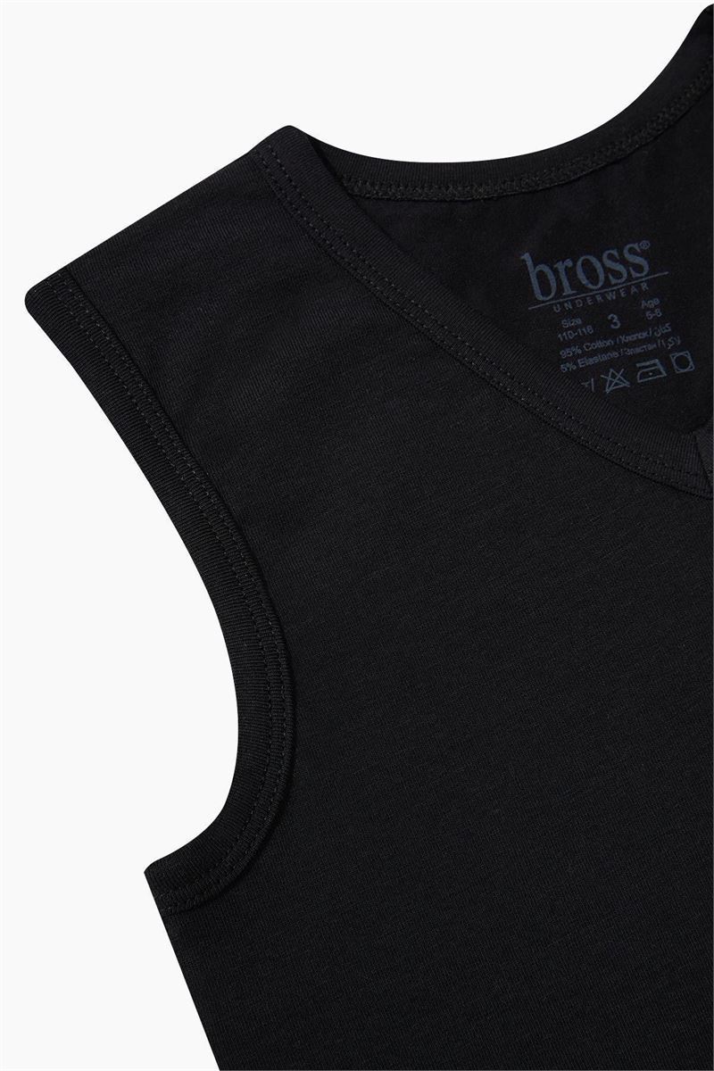 BROSS BOYS LYCRA V-NECK VEST BLACK