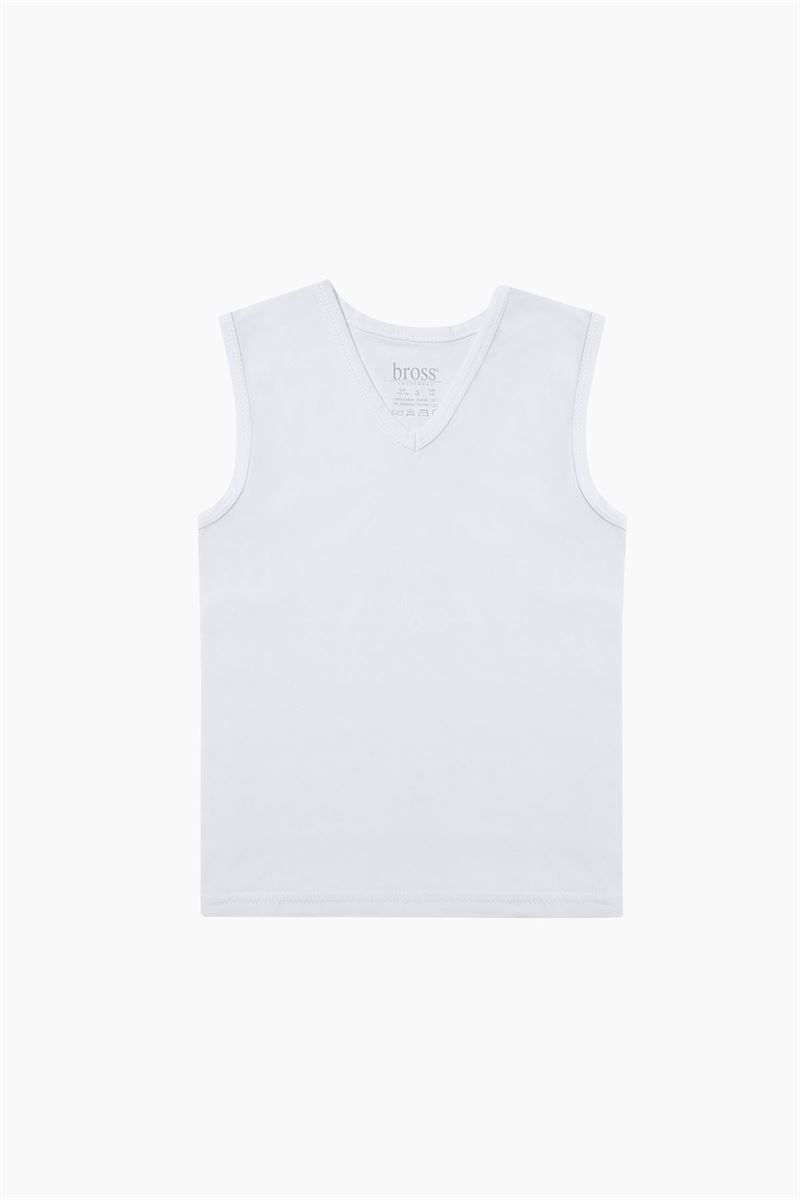 BROSS BOYS LYCRA V-NECK VEST WHITE