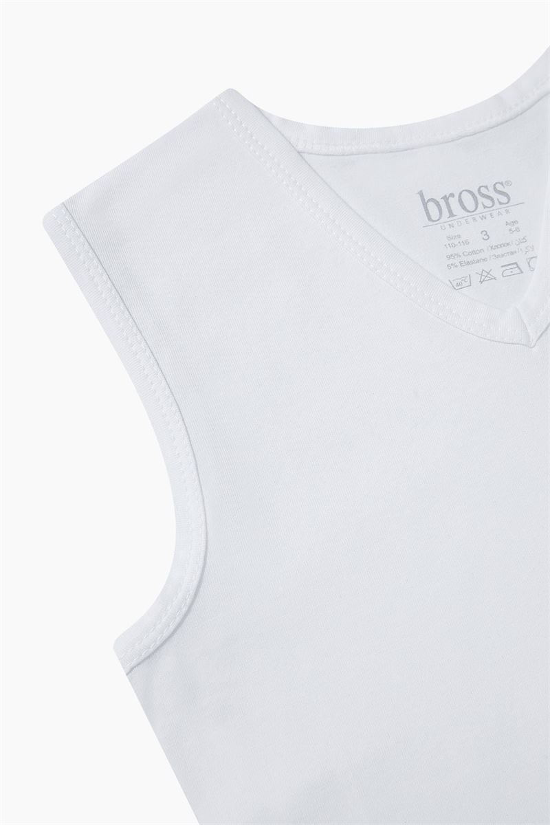 BROSS BOYS LYCRA V-NECK VEST WHITE