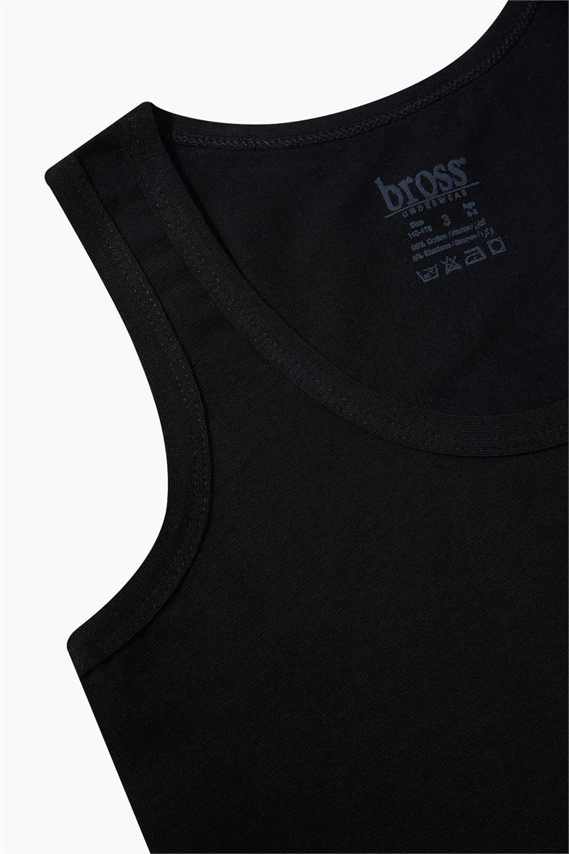 BROSS BOYS LYCRA CREW-NECK VEST BLACK