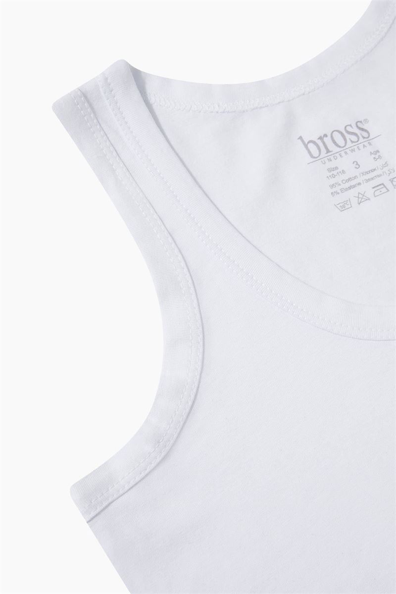 BROSS BOYS LYCRA CREW-NECK VEST WHITE