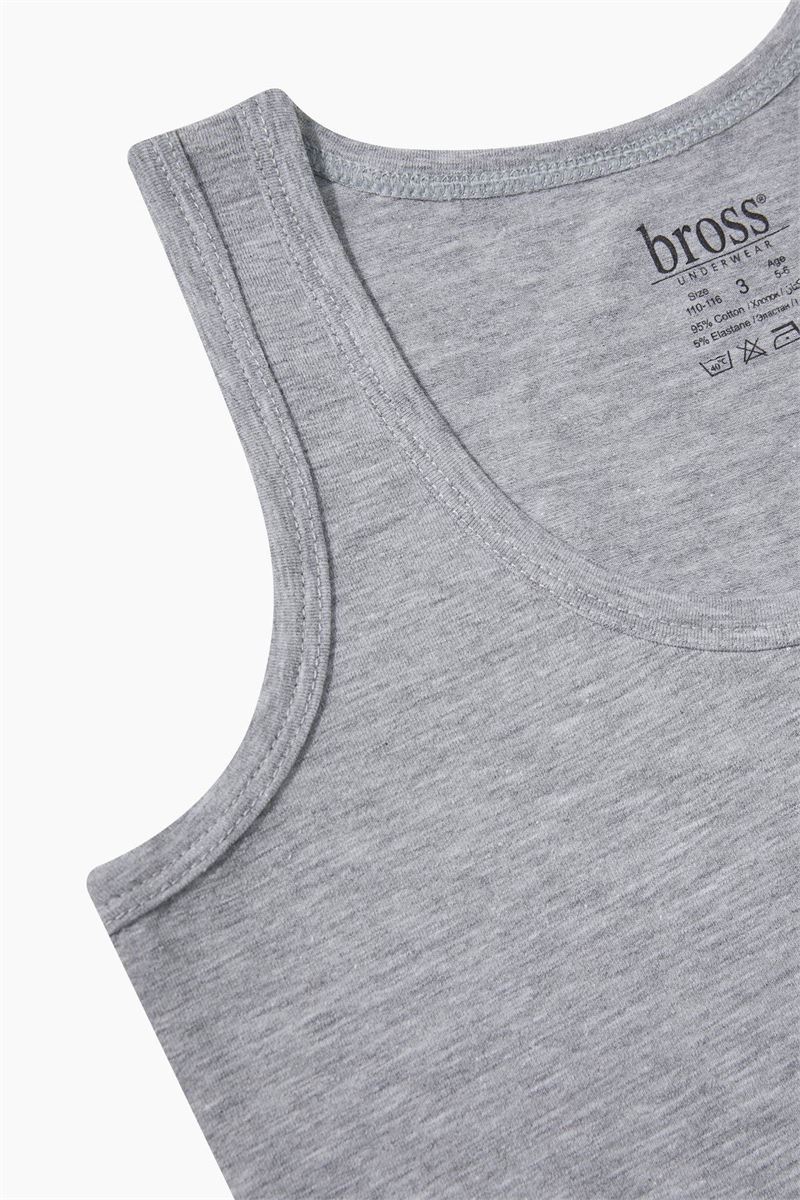 BROSS BOYS LYCRA CREW-NECK VEST GRAY MELANGE