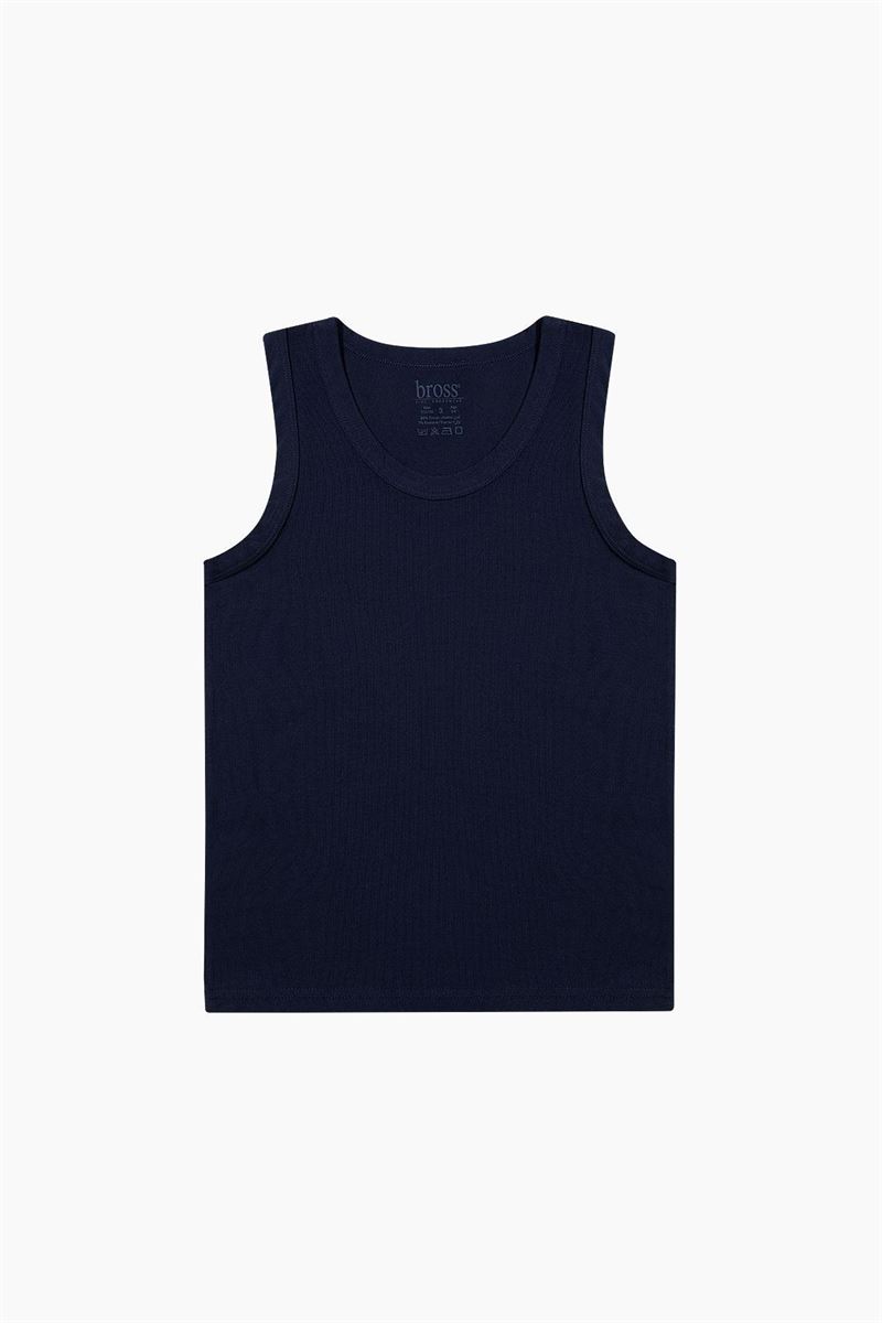 BROSS BOYS LYCRA CREW-NECK VEST NAVY BLUE