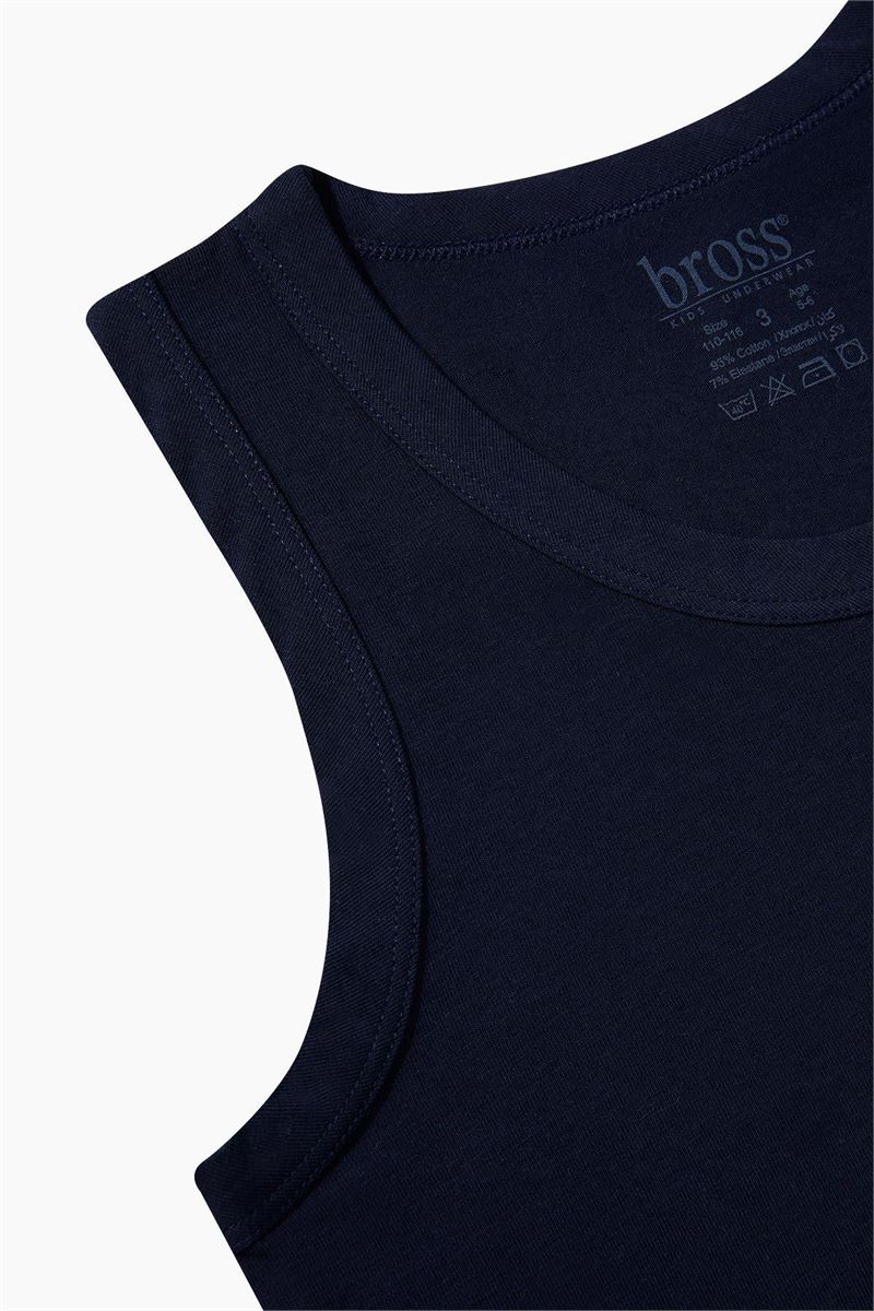 BROSS BOYS LYCRA CREW-NECK VEST NAVY BLUE