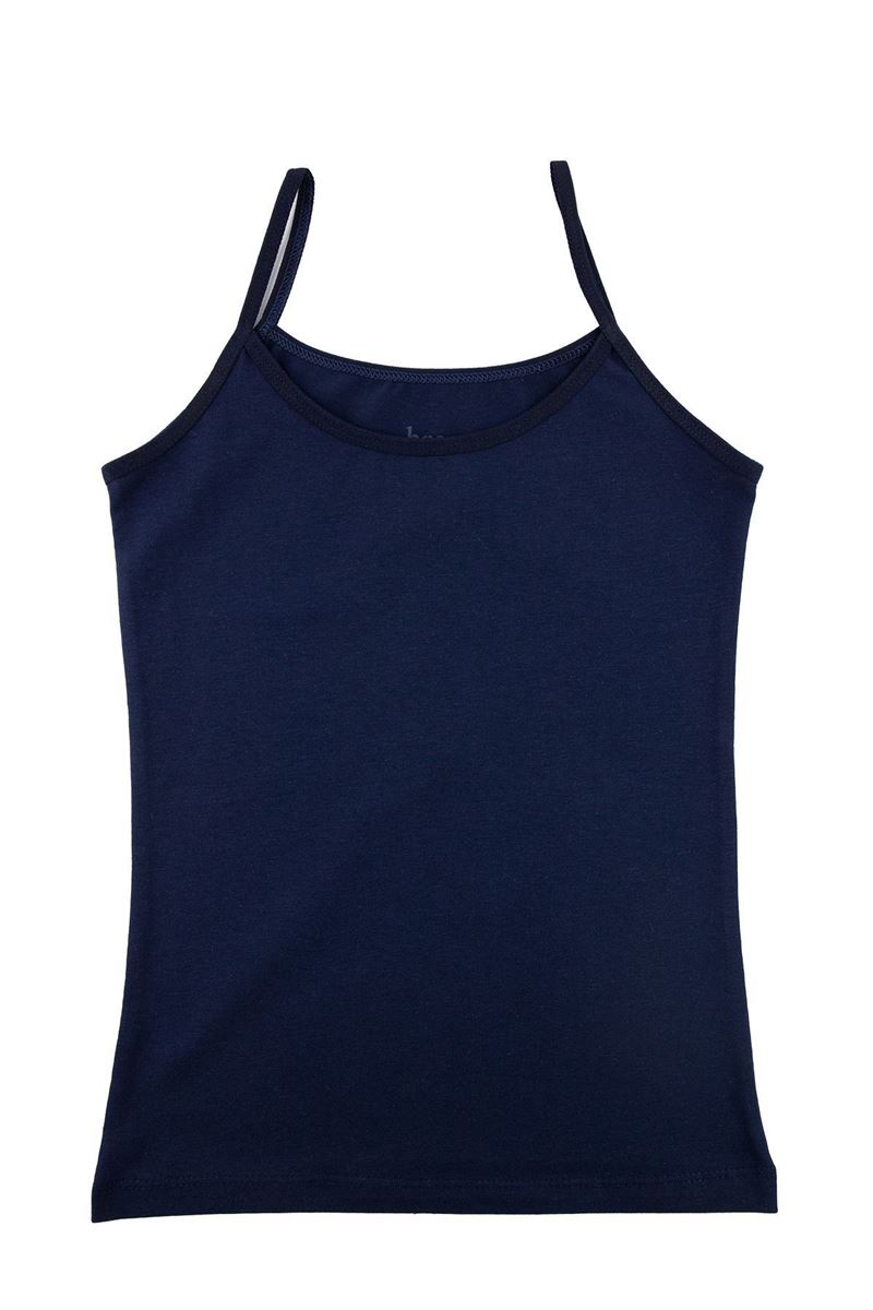 BROSS GIRLS LYCRA THIN-STRAP VEST NAVY BLUE