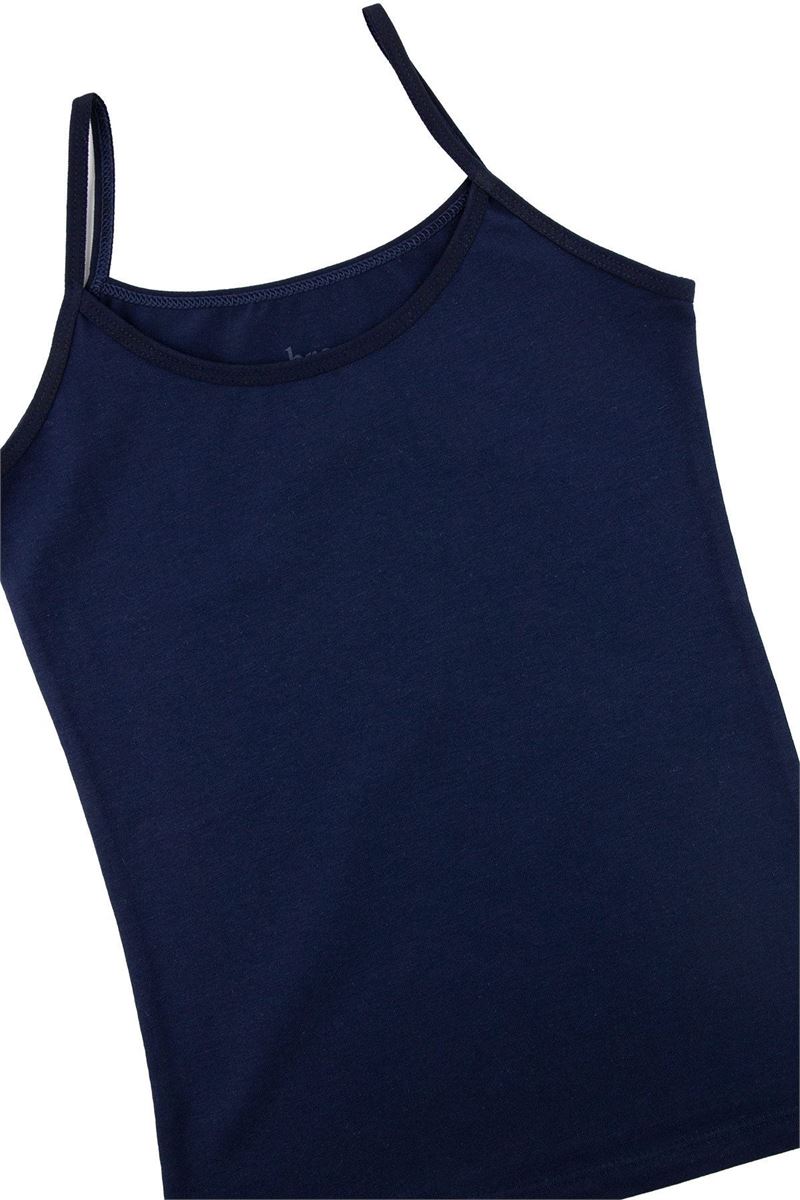 BROSS GIRLS LYCRA THIN-STRAP VEST NAVY BLUE