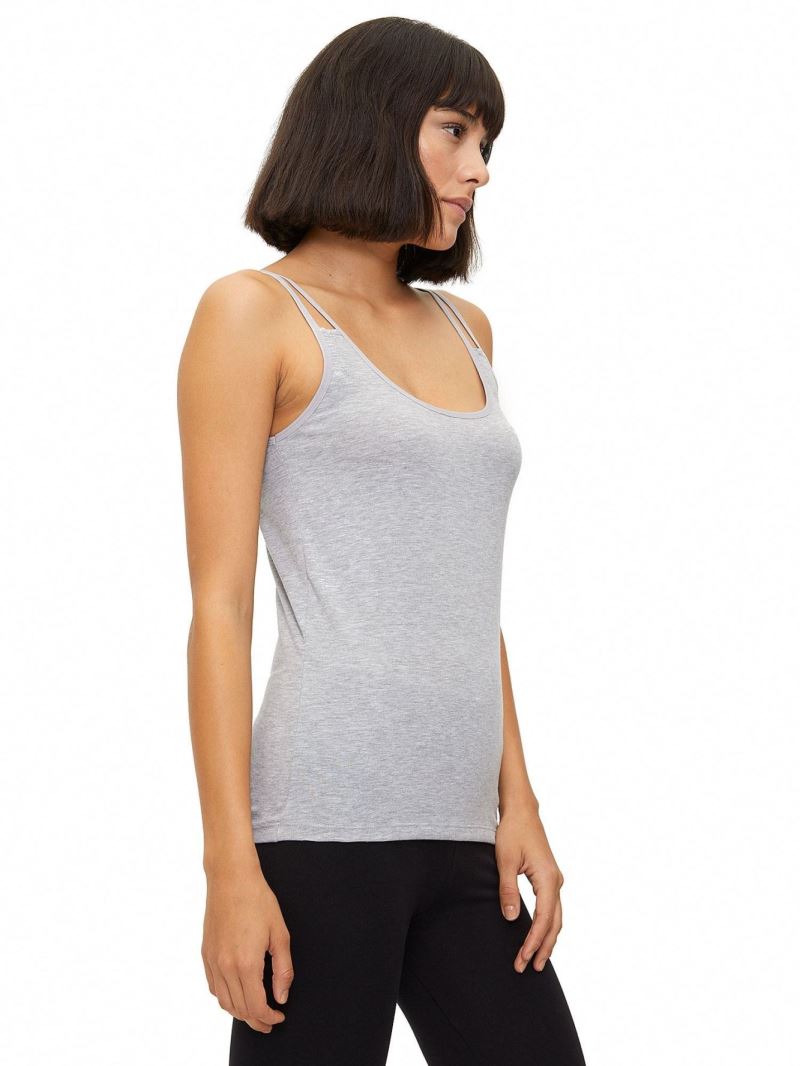 BROSS WOMEN LYCRA DOUBLE STRAP VEST GRAY MELANGE