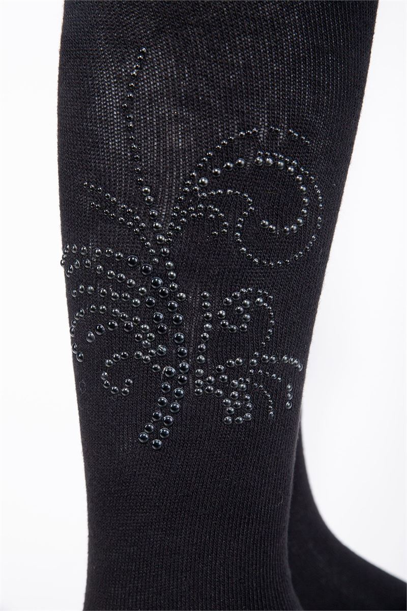 BROSS PEARL PRINTED GIRLS  TIGHTS BLACK