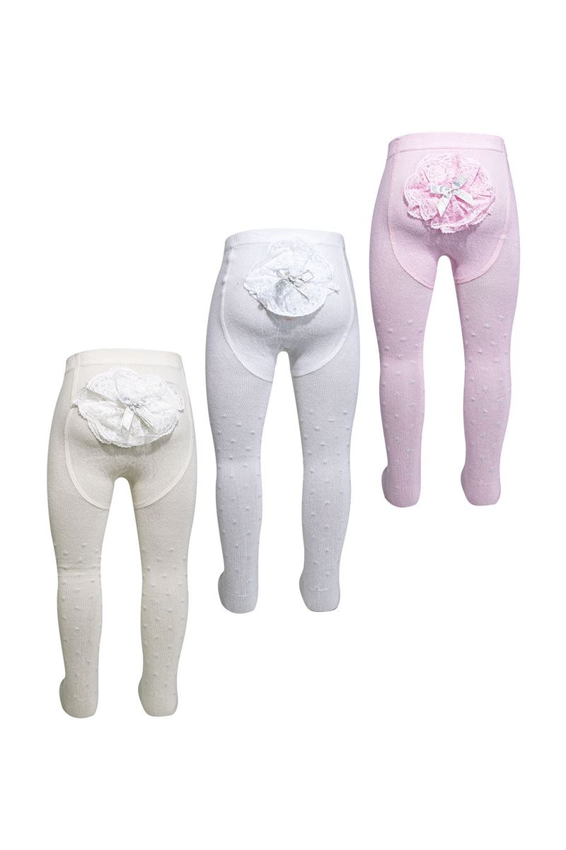 BROSS LACEY SILVERY BOTTOM BABY GIRLS  TIGHTS ASORTY