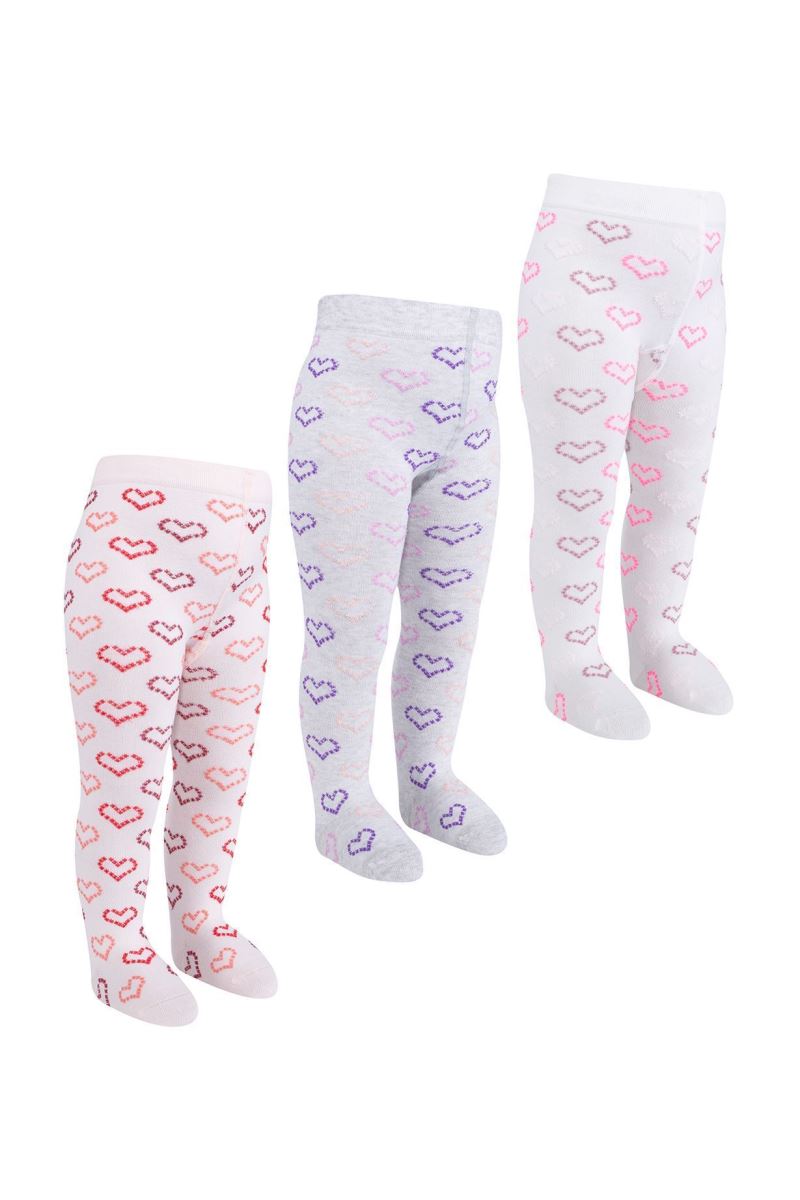 BROSS HEART EMBOSSED PATTERNED BABY GIRLS  TIGHTS ASORTY