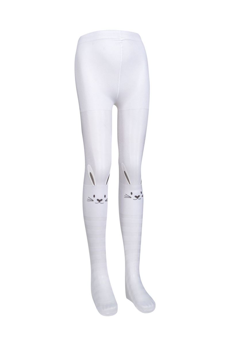 BROSS RABBIT PATTERNED TRANSPARENT GIRLS  MICRO TIGHTS WHITE