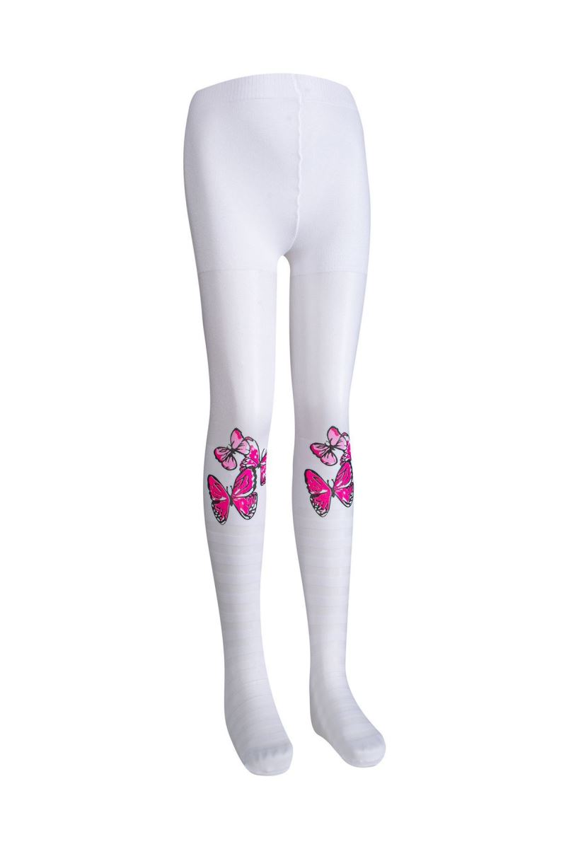 BROSS BUTTERFLY PATTERNED TRANSPARENT GIRLS  MICRO TIGHT WHITE