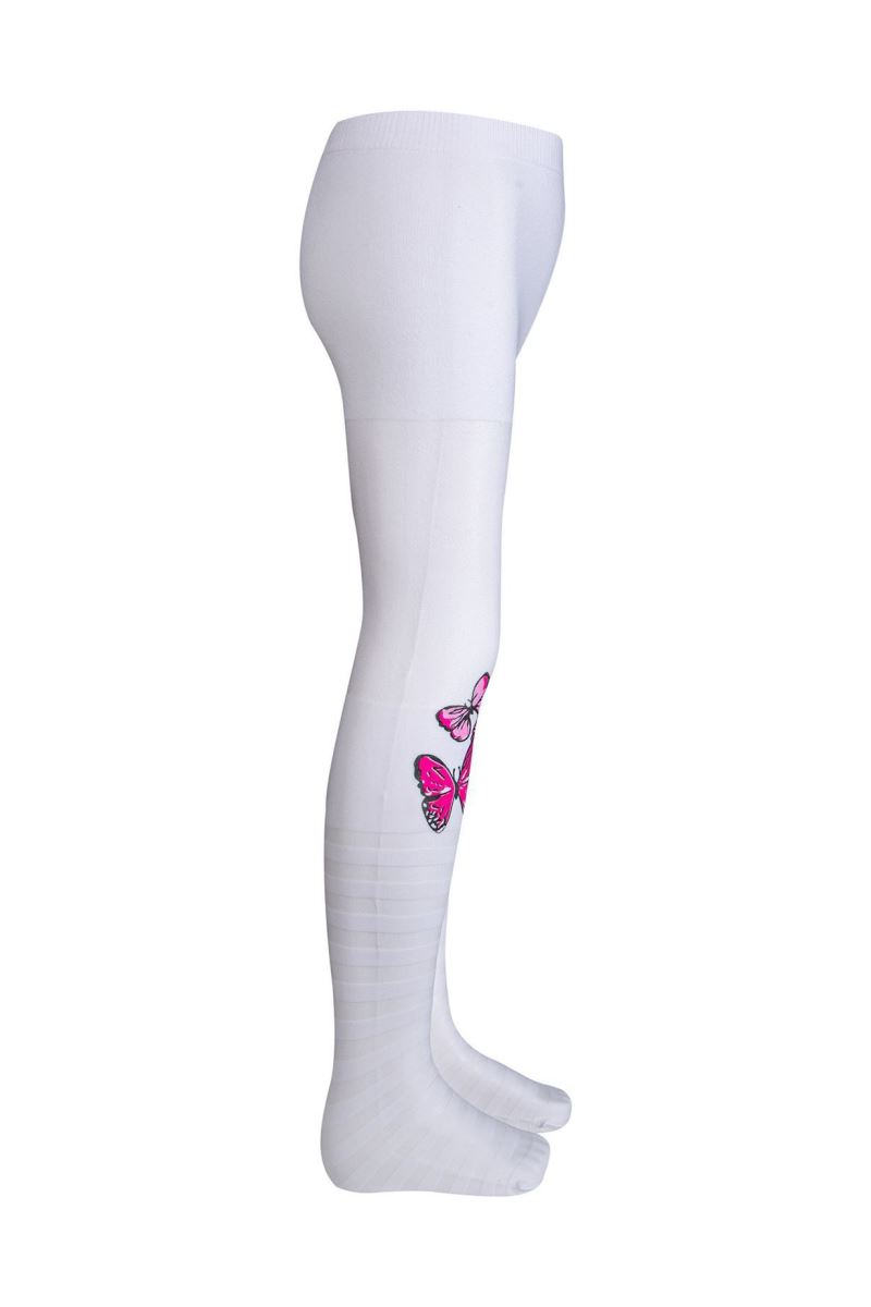 BROSS BUTTERFLY PATTERNED TRANSPARENT GIRLS  MICRO TIGHT WHITE