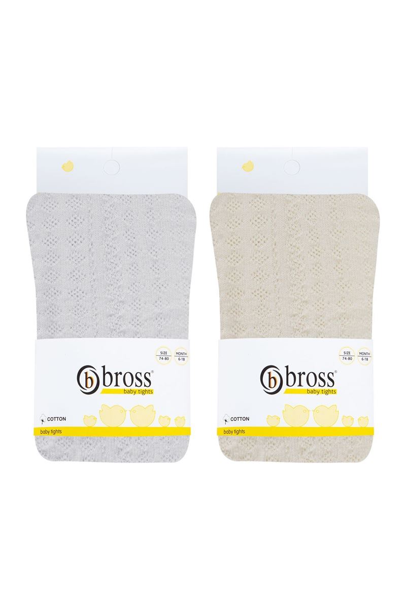 BROSS SIMPLE EMBOSSED PATTERNED BABY GIRLS  TIGHTS WHITE
