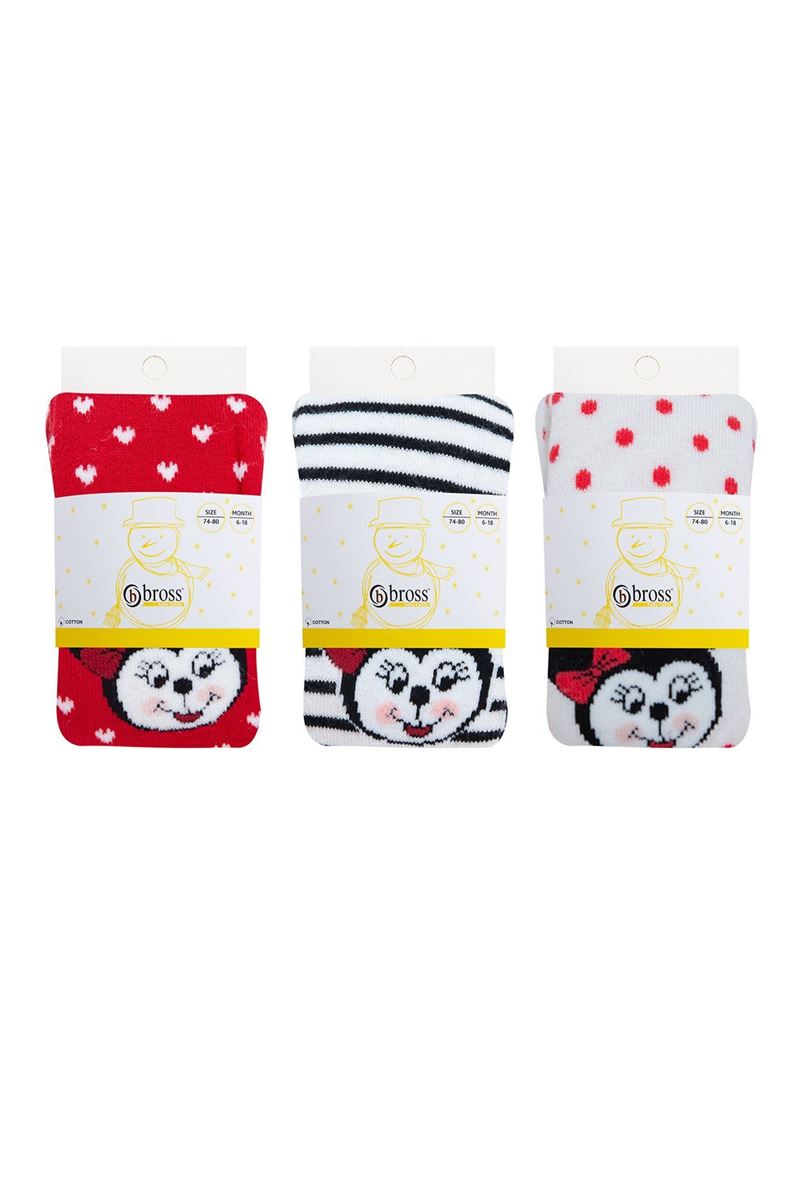 BROSS MOUSE PATTERNED BABY GIRLS  TERRY SOCKS ASORTY