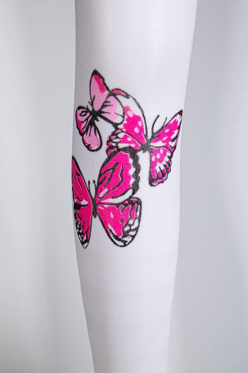 BROSS BUTTERFLY PATTERNED TRANSPARENT GIRLS  MICRO TIGHT WHITE