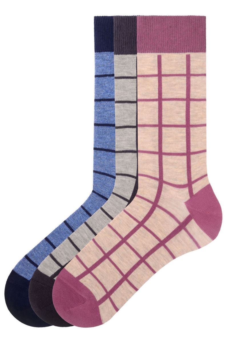 BROSS CHECKED LINE PATTERNED MEN S SOCKS ASORTY