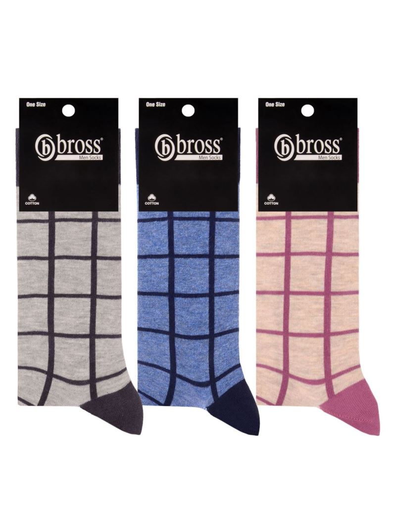 BROSS CHECKED LINE PATTERNED MEN S SOCKS ASORTY