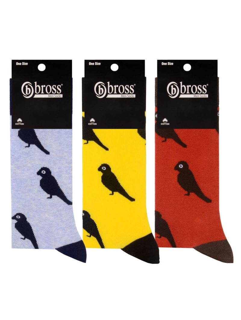 BROSS BIRD PATTERNED MEN S SOCKS ASORTY