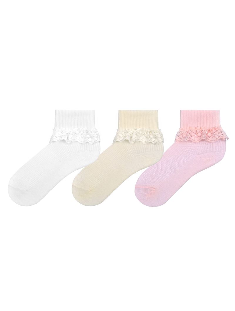 BROSS LACEY DERBY PATTERNED BABY GIRLS  SOCKS ASORTY