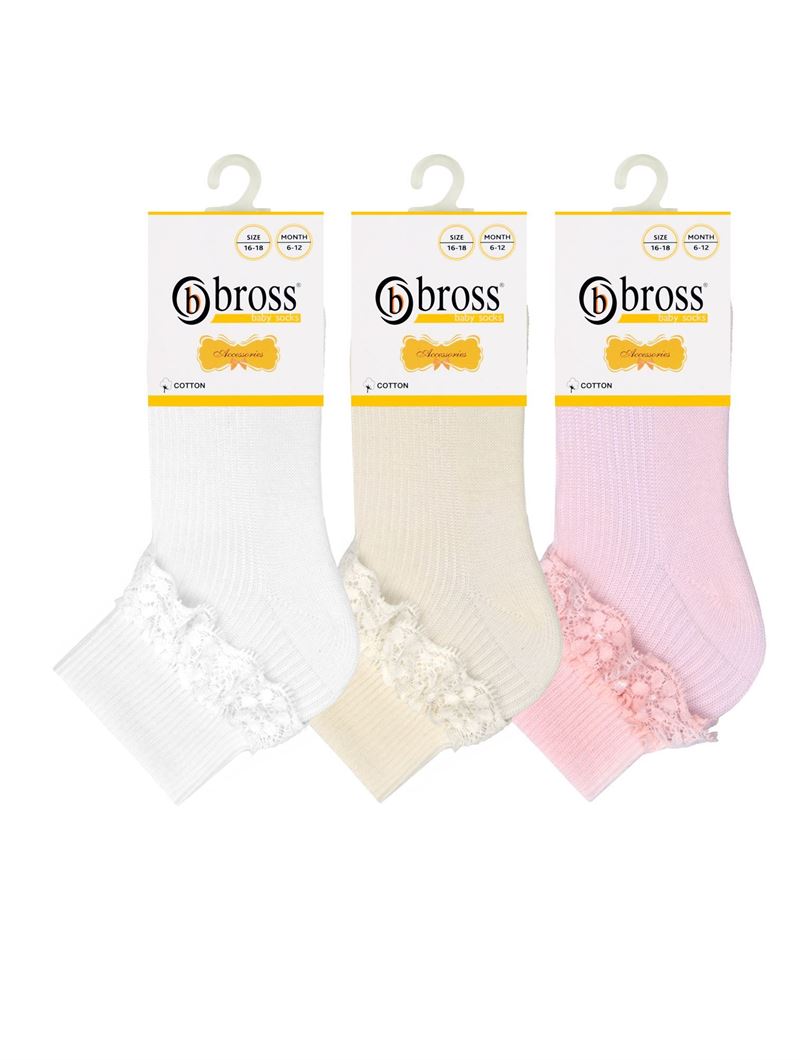 BROSS LACEY DERBY PATTERNED BABY GIRLS  SOCKS ASORTY