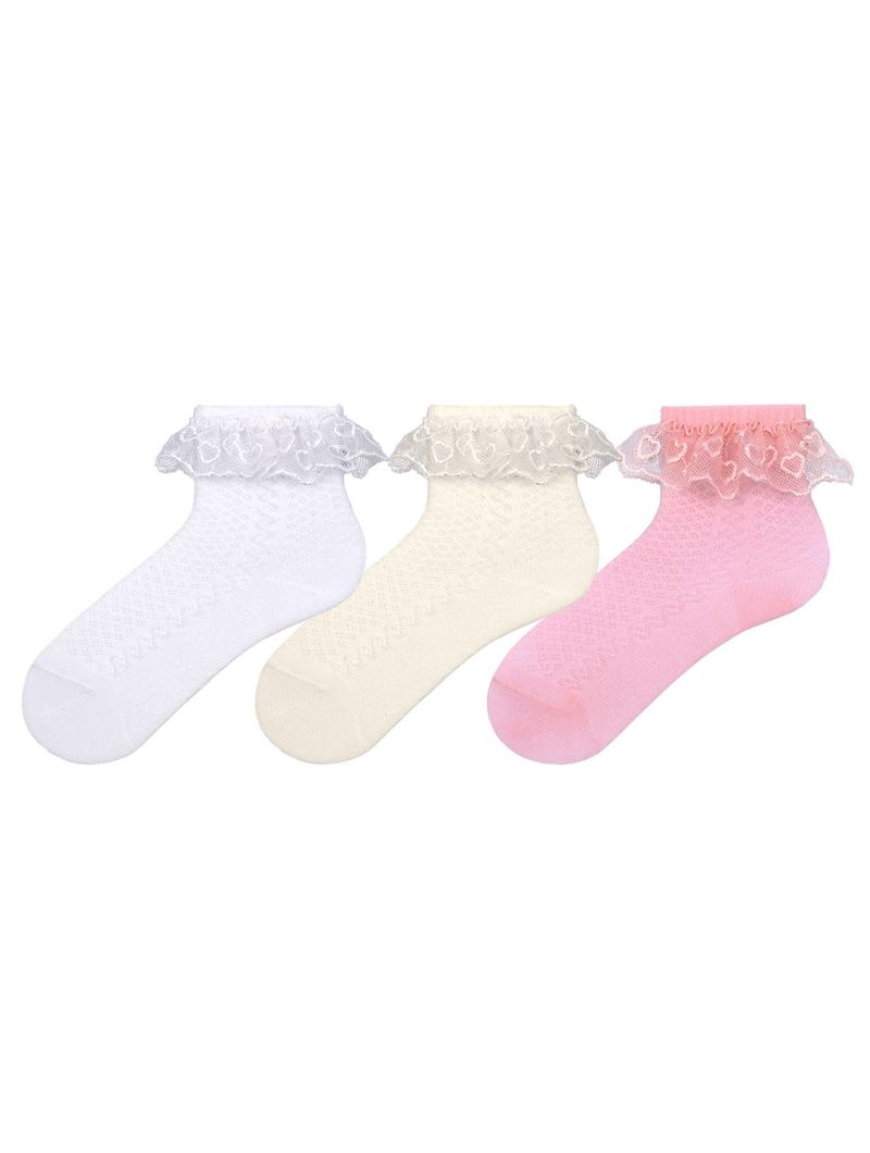 BROSS LACEY EMBOSSED PATTERNED BABY GIRLS  SOCKS ASORTY
