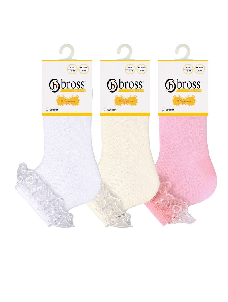 BROSS LACEY EMBOSSED PATTERNED BABY GIRLS  SOCKS ASORTY