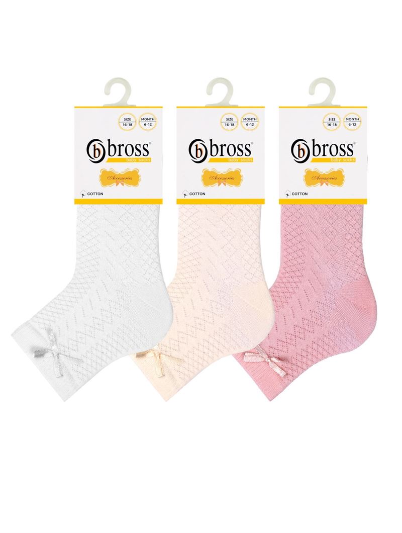 BROSS BABY GIRLS SOCKS WITH BOWTIE ASORTY