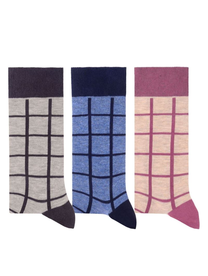 BROSS CHECKED LINE PATTERNED MEN S SOCKS ASORTY