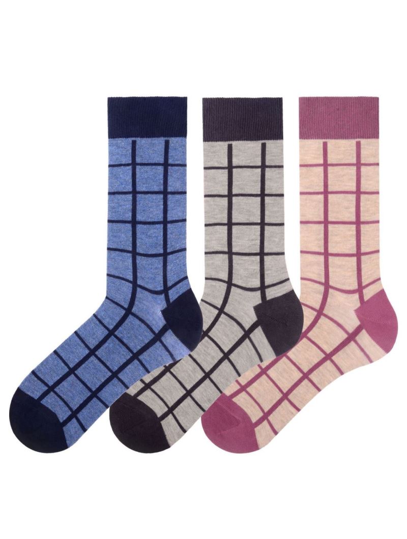 BROSS CHECKED LINE PATTERNED MEN S SOCKS ASORTY