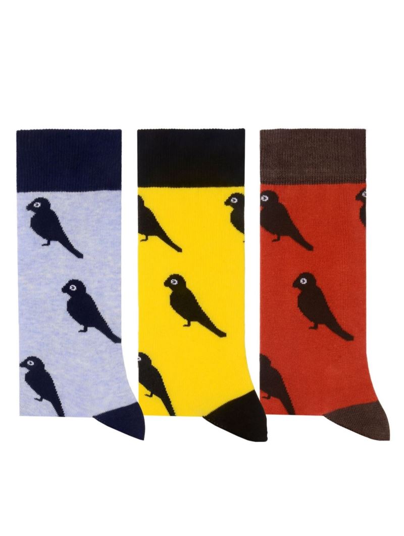 BROSS BIRD PATTERNED MEN S SOCKS ASORTY