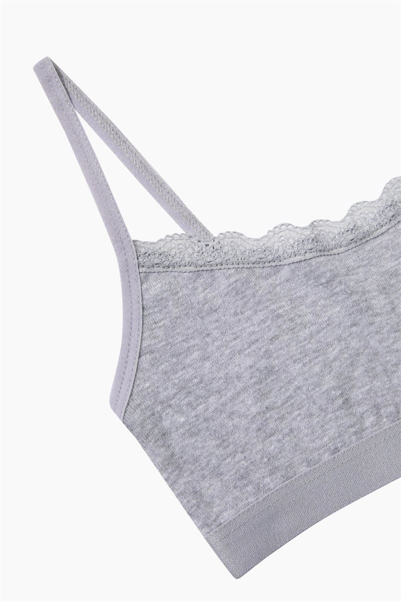 BROSS GIRLS %100 COTTON BUSTIER GRAY MELANGE