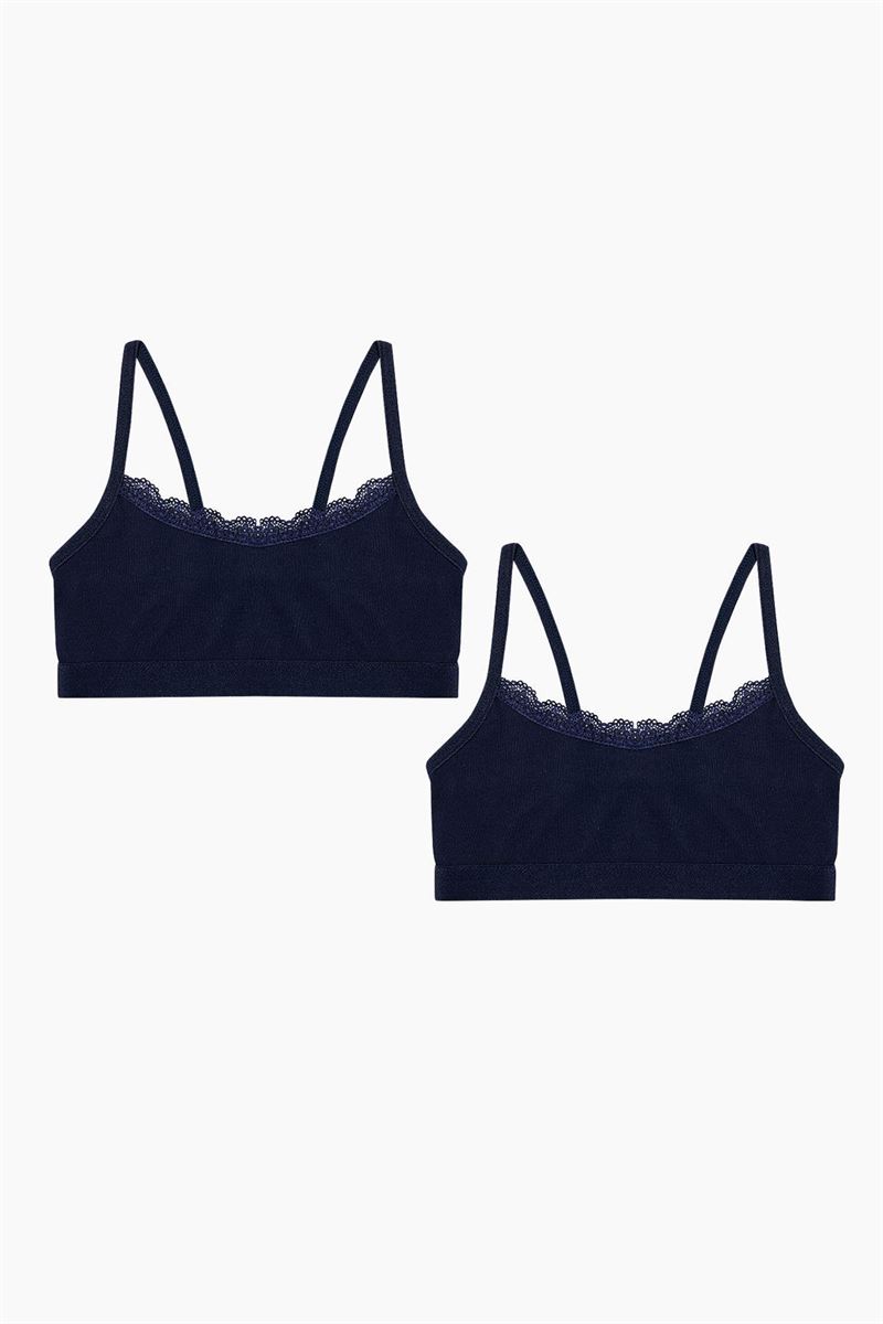 BROSS GIRLS %100 COTTON BUSTIER NAVY BLUE