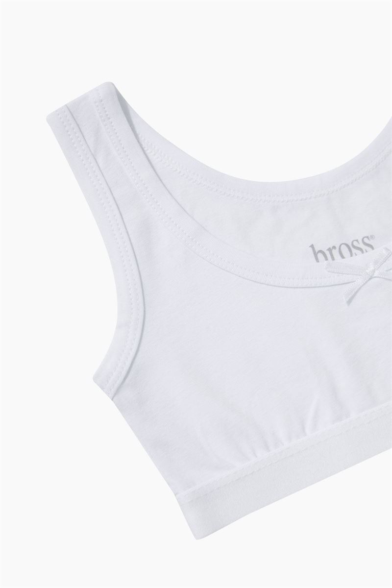 BROSS GIRLS LYCRA BOWTIE BUSTIER WHITE