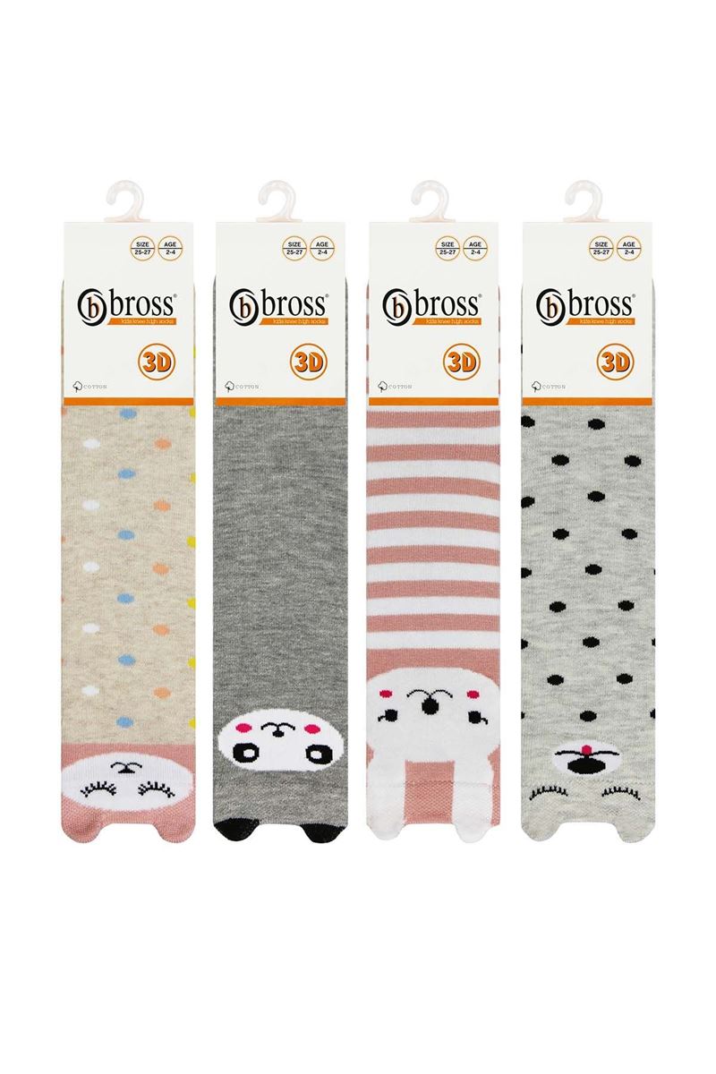 BROSS 3D ANIMAL PATTERNED BABY GIRL S KNEE-HIGH SOCKS ASORTY