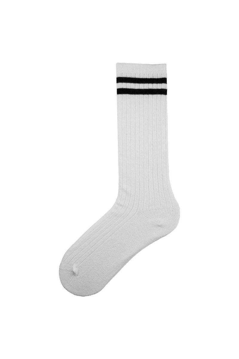 BROSS RINGED DERBY GIRLS  KNEE HIGH SOCKS WHITE