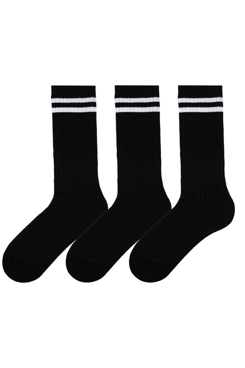 BROSS RINGED DERBY GIRLS  KNEE HIGH SOCKS BLACK