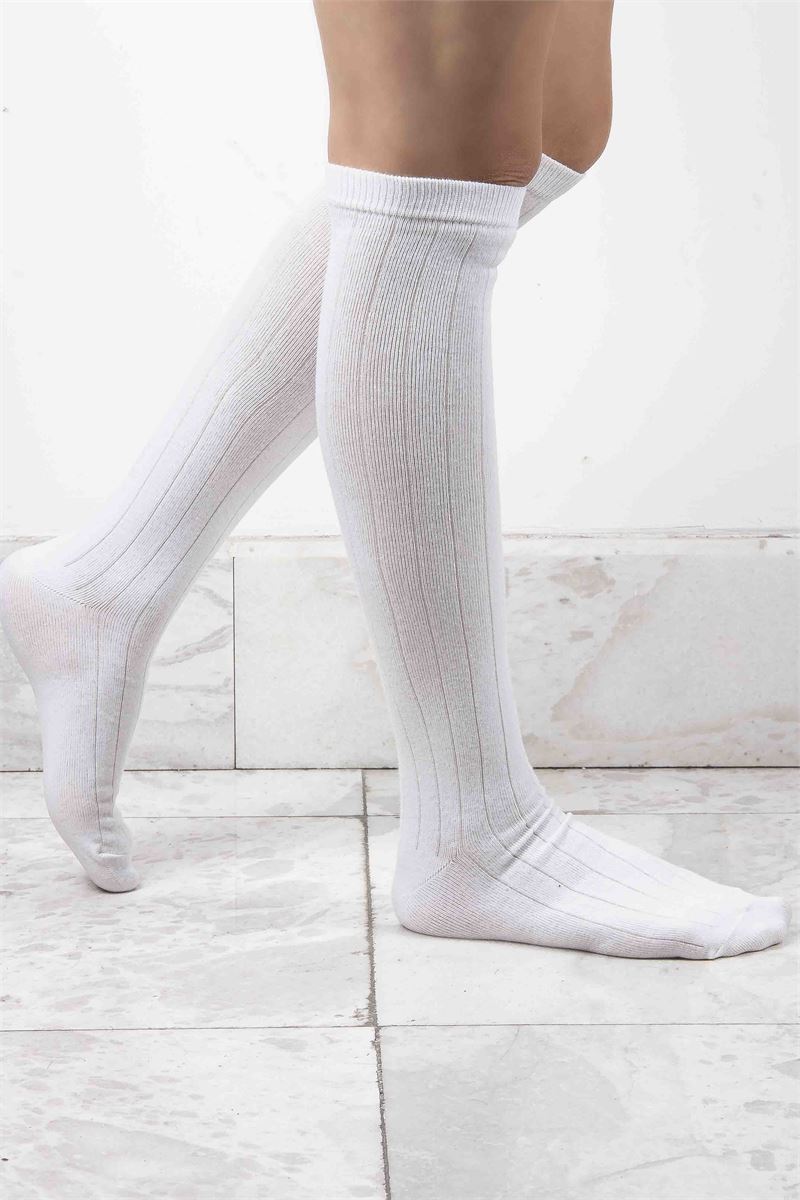 BROSS WOMEN KNEE-HIGH SOCKS WHITE